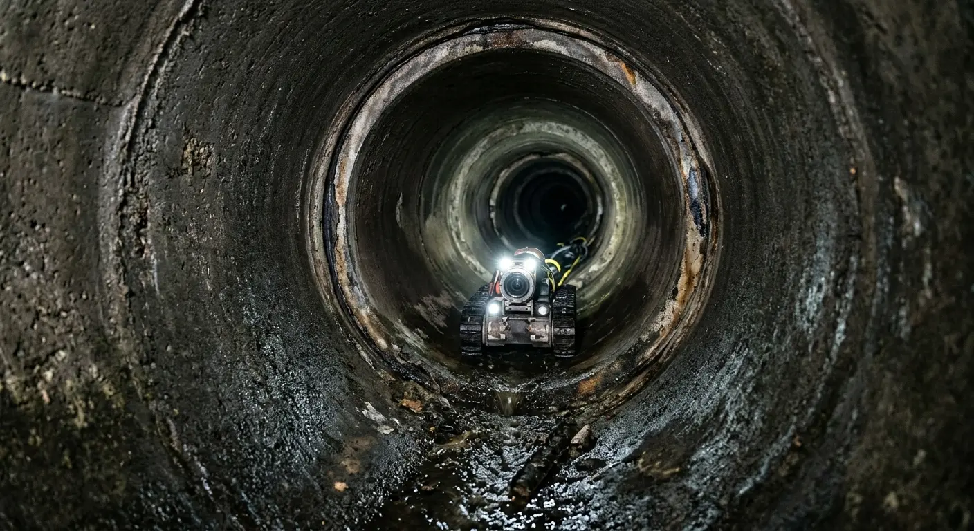 Robotic sewer camera inspecting pipe interior for Sewer Line Repair in Gateway